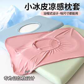 新款夏季冰丝凉感小冰皮凉感枕套内胆套通用一对装深睡枕记忆棉枕