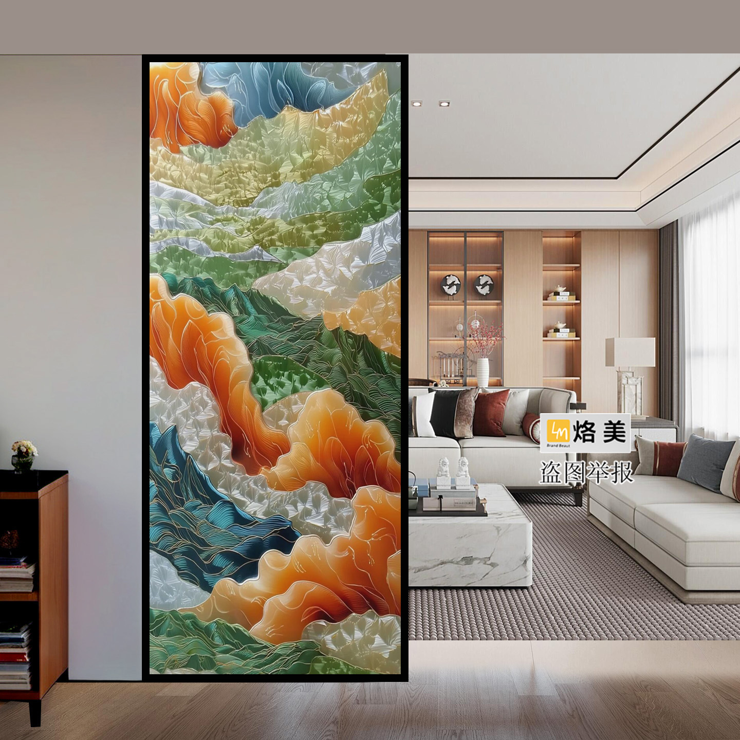 New Art Glass Screen Partition Facing the Entrance Door Entrance Background Wall Song Dynasty Aesthetic European Style