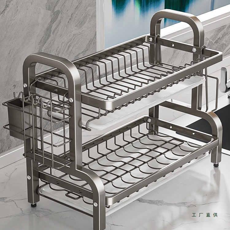 Estante de almacenamiento de platos de cocina estante multifuncional de acero inoxidable hogar estante de platos estante de drenaje estante de platos palillos caja de almacenamiento