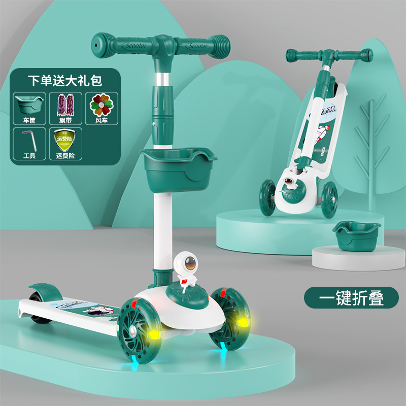 Niños de scooter con asiento plegable 2-6-10 años de edad niños y niñas tres en uno scooter con pedal