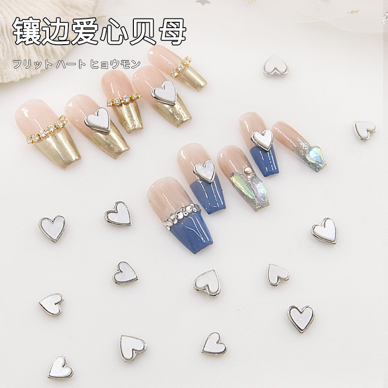 2022 new manicure fritillary jewelry love nail metal edge covered Diamond Magic color shell stone Internet celebrity accessories 2022 new manicure fritillary jewelry love nail metal edge covered Diamond Magic color shell stone Internet celebrity accessories