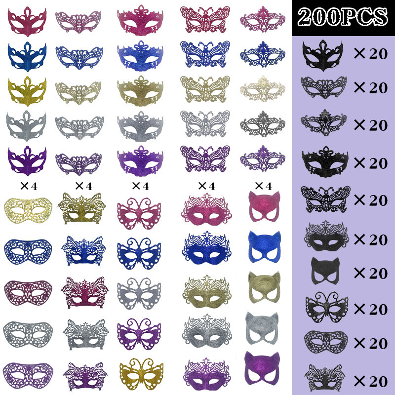 2025 Amazon nuevo carnaval europeo y americano polvo agujero conjunto de máscaras combinadas máscaras de baile de maquillaje