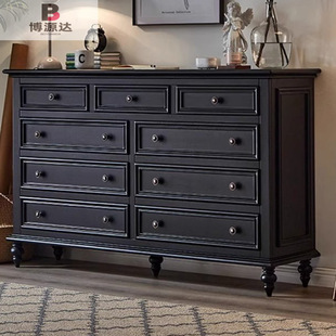 American Style Floor-Standing Nine-Drawer Cabinet Solid Wood Drawer Type Master Bedroom Drawer Cabinet Nordic Style Kitchen Drawer Cabinet Storage Cabinet Home Drawer Cabinet