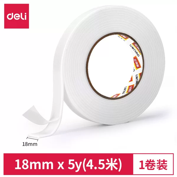 Deli 30411 Double-Sided Adhesive Foam Tape, Long 4.5m Wide 18mm, Good Adhesion, Lightning Fast Delivery