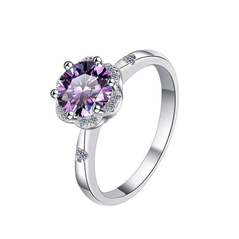 s925 スターリングシルバー指輪クロスボーダーオリジナルカラー宝石 1 カラットインターネット有名人の結婚指輪卸売 D カラーモアッサナイトリング花束|undefined