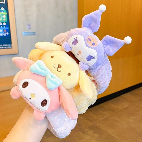 Sanrio Kurome Plush Hair Band for Women Face Wash Headband Sweet Cartoon Cute Cinnamon Dog Girl Hair Accessory
