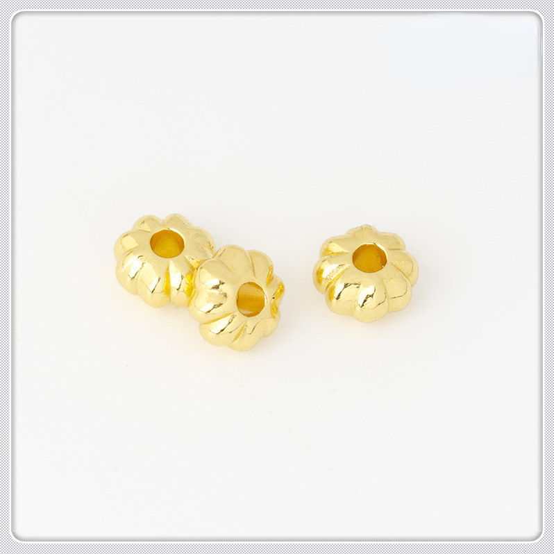 Venta al por mayor de aleación chapado en oro Cuentas planas espaciador hecho a mano cuentas de melón de plata bricolaje accesorios de joyería cuentas sueltas