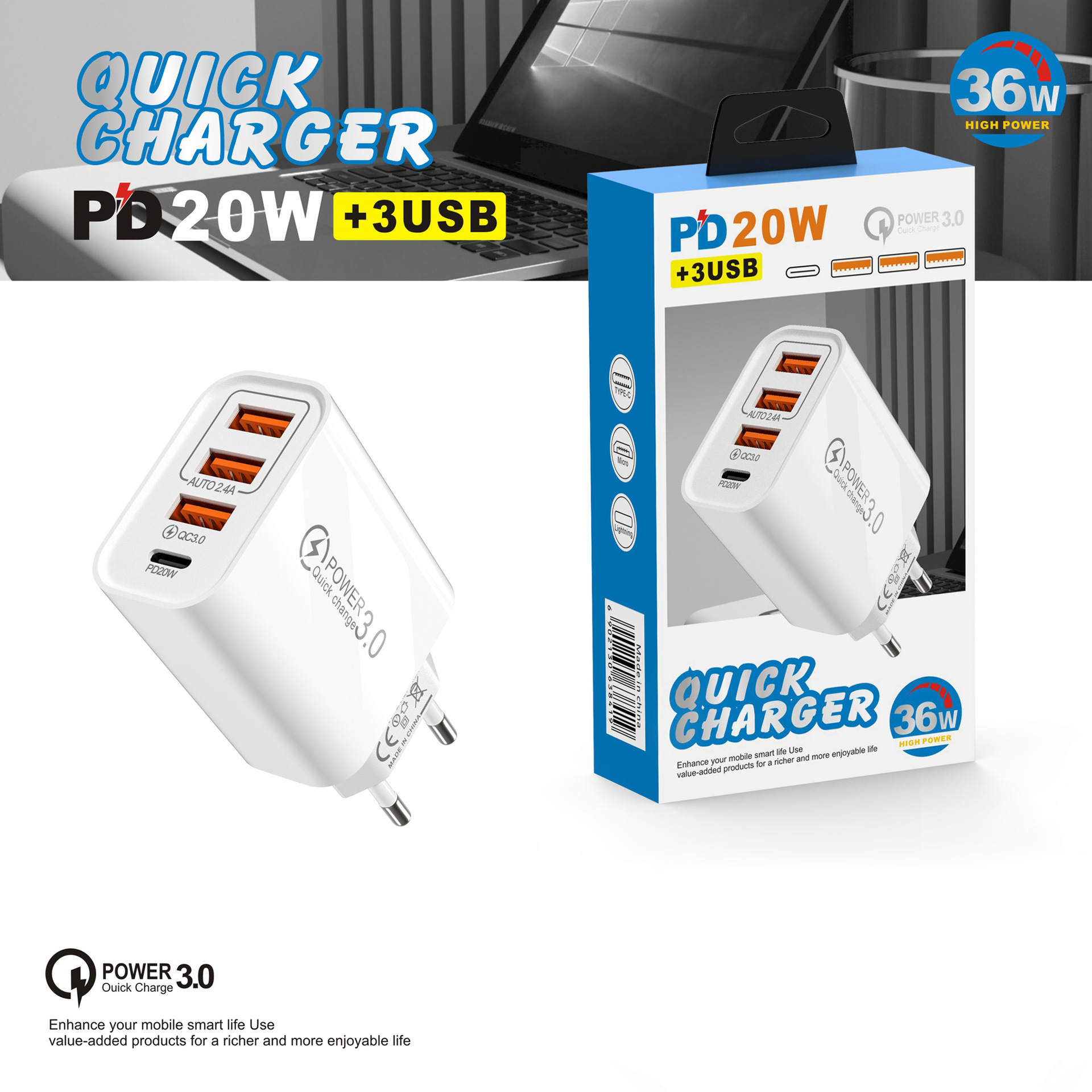 36W cargadores teléfono móvil 2 puertos USB QC cargador rápido para  fabricantes de almohadillas de teléfono y proveedores China - Fábrica -  Hang Tung Ltd