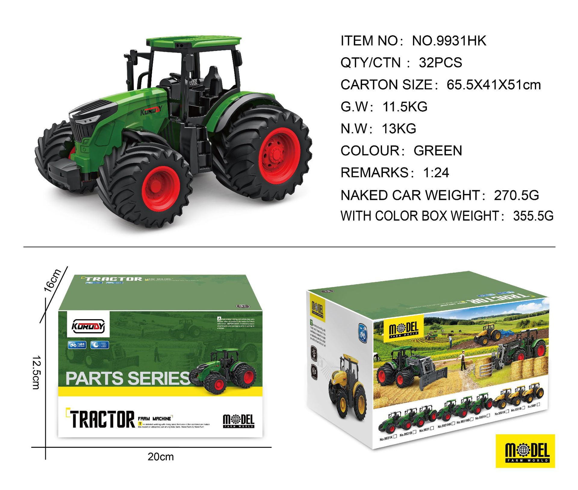 Vehículo de ingeniería de granjero de juguete eléctrico transfronterizo 2,4g control remoto inalámbrico de carga de 6 canales vehículo de carga de tractor grande