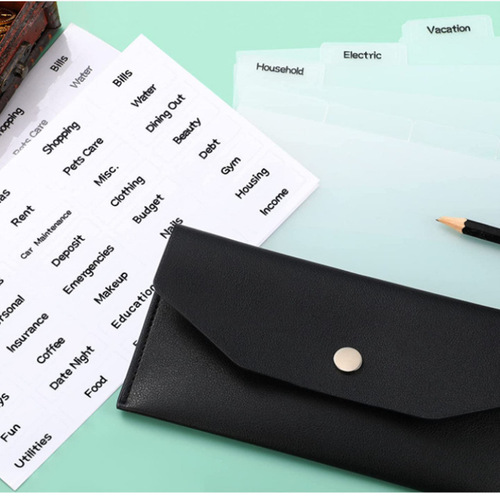 Cross-border same style loose-leaf budget envelope bag folder PU leather women's card holder cash wallet long coin purse