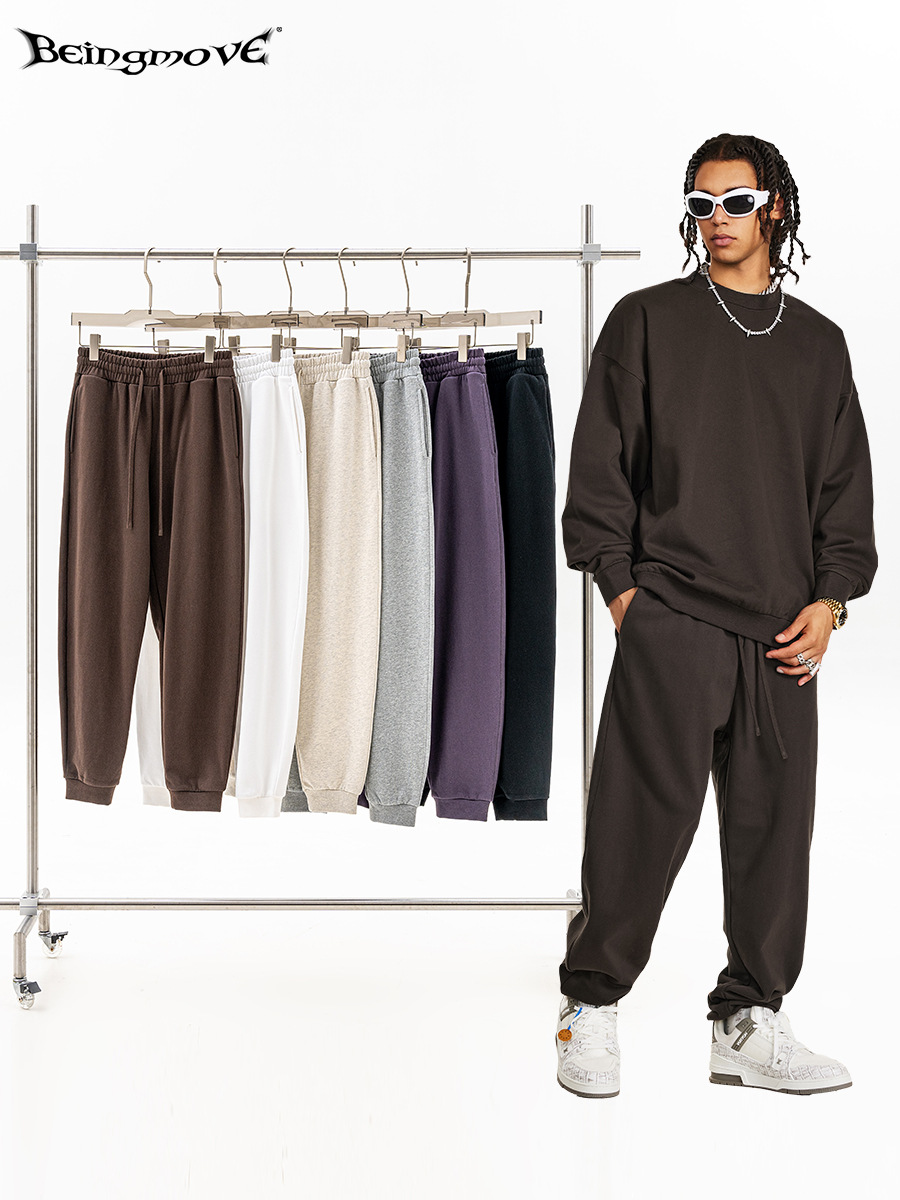2025 otoño de la nueva moda americana FOG color de la tierra, pantalones de tendencia de punto, pantalones deportivos casuales para hombres