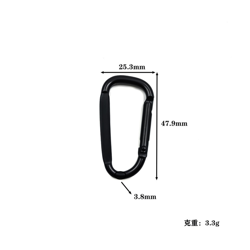 電気泳動全黒5678号D形押し平字アルミ合金登山ボタンbluetoothイヤホンケースフックキーホルダー|undefined