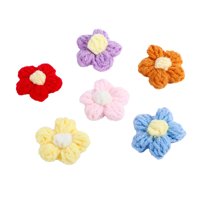 手工编织泡芙花棉毛线钩织花朵辅料 diy饰品配件胸花包包服装配饰|undefined