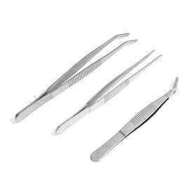 加厚403不锈钢镊子园艺多肉工具镊子直头弯头圆头手工夹持长镊子