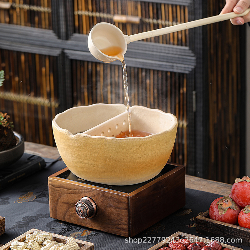 Rough Pottery Ancient Tea Brewing Set with Charcoal Stove, Electric Ceramic Stove, and Home Tea Brewing Set for Health Tea