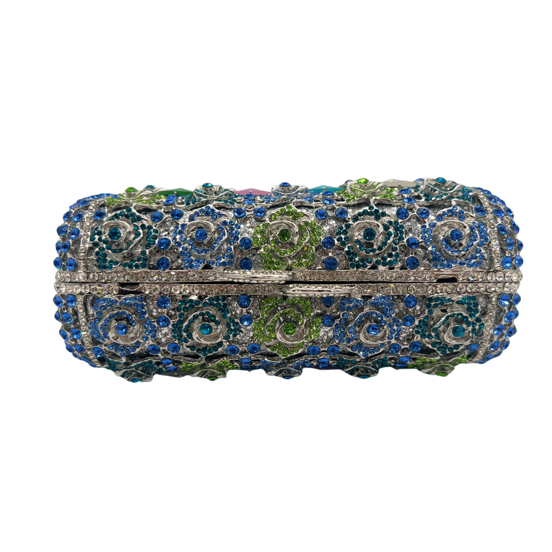 Túi clutch nữ đính đá pha lê dạ hội cao cấp — Xanh bạc, xanh lá cây, Tùy chỉnh màu khác chi tiết 3