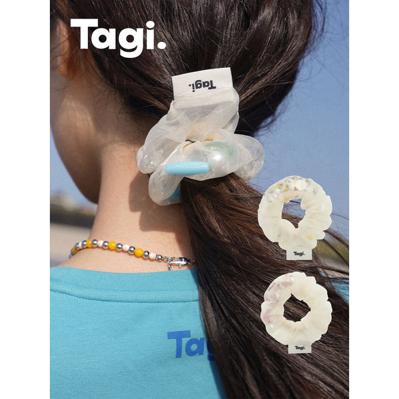 Tagi.亚克力珍珠装饰薄纱闪闪光泽珠珠发圈发绳小众配饰|undefined