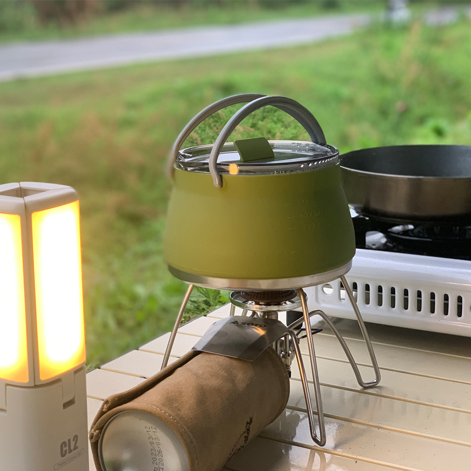 Hervidor plegable silicona portátil camping café té compatible fuego abierto