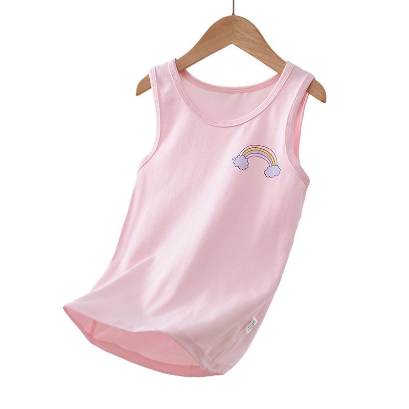 Algodón sin costuras Chaleco de verano nuevos niños y niñas bebé correa sin mangas sin hueso tocar fondo pijamas delgados moda