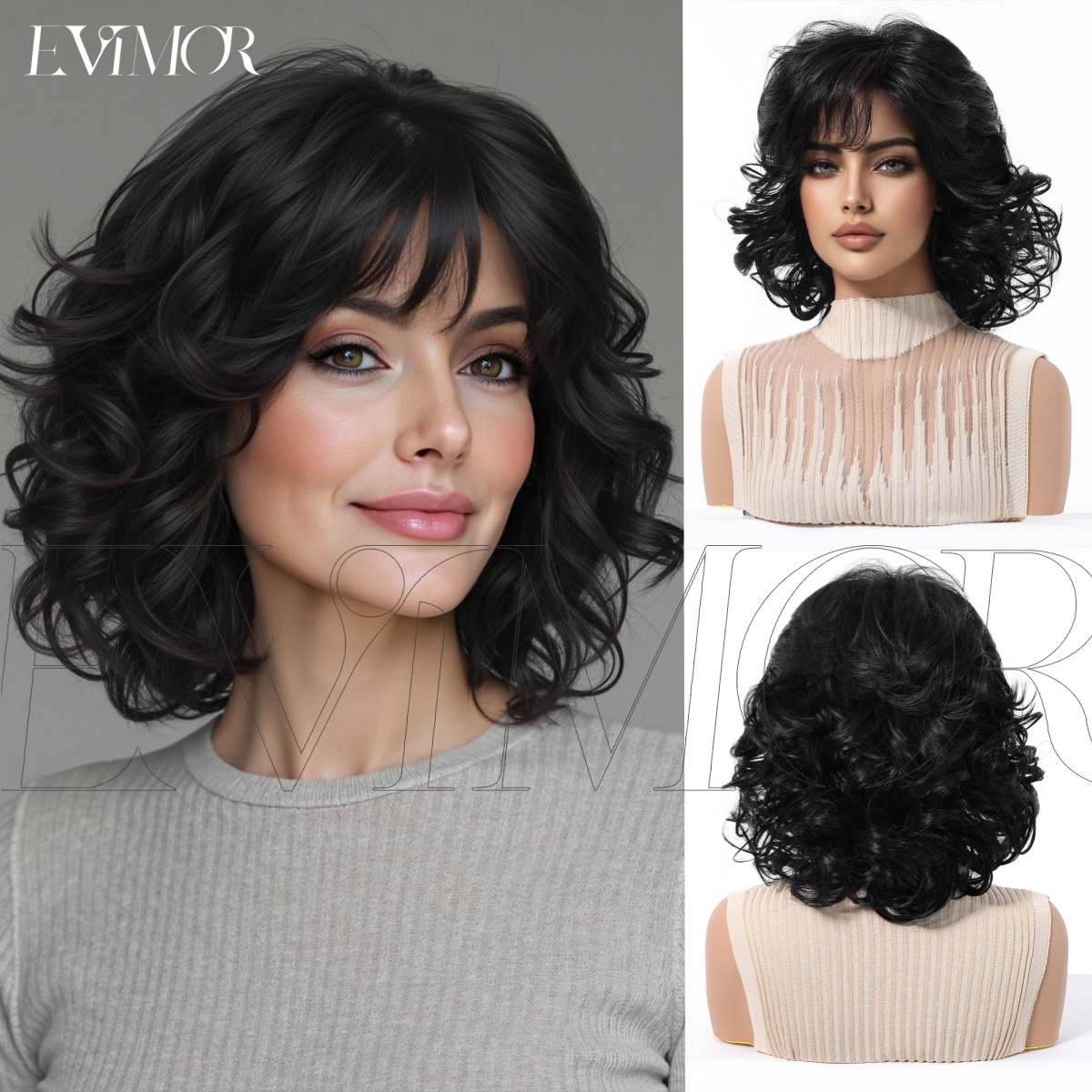 Moda europea y americana madres de mediana edad madres gris plateado rizado corto cabello flojo realista peluca bobo cubierta de cabeza completa