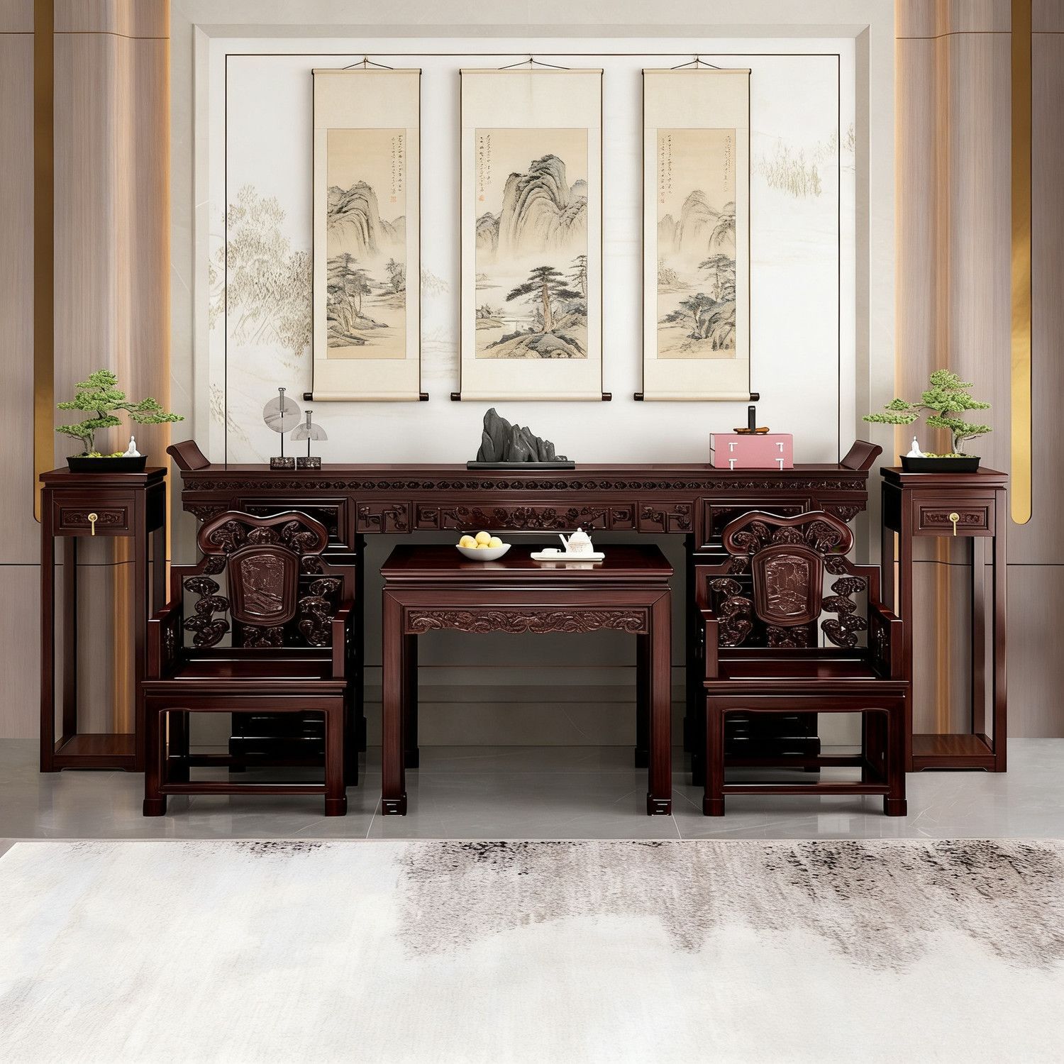 Factory direct sales of four-piece set of altar tables for the main hall, six-piece set of long tables, Nong Baxian table, six-piece set for the main hall