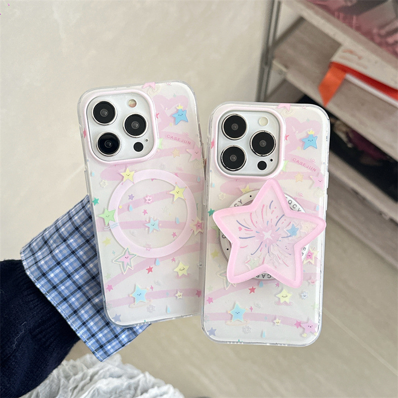 Girls Series ins Estrella rosa Adecuado para iphone16ProMax Soporte magnético 14/13 Apple 15 Nuevo