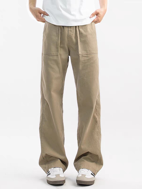 Men's Vintage Straight-Leg Casual Pants, Spring and Autumn Trendy American Lumberjack Cargo Pants, Wide-Leg Pants, Casual Fashion