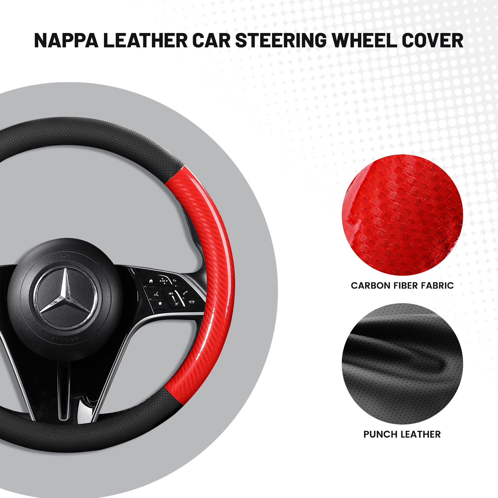 High Quality Car Steering Wheel Cover Leather Perforated Carbon Fiber Car Handlebar Cover Protective Cover Amazon Four Seasons Car Products