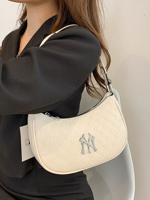 Bolso de brazo coreano MLB 2025, nuevo bolso de mano, letras impresas NY, moda versátil, bolso de hombro.