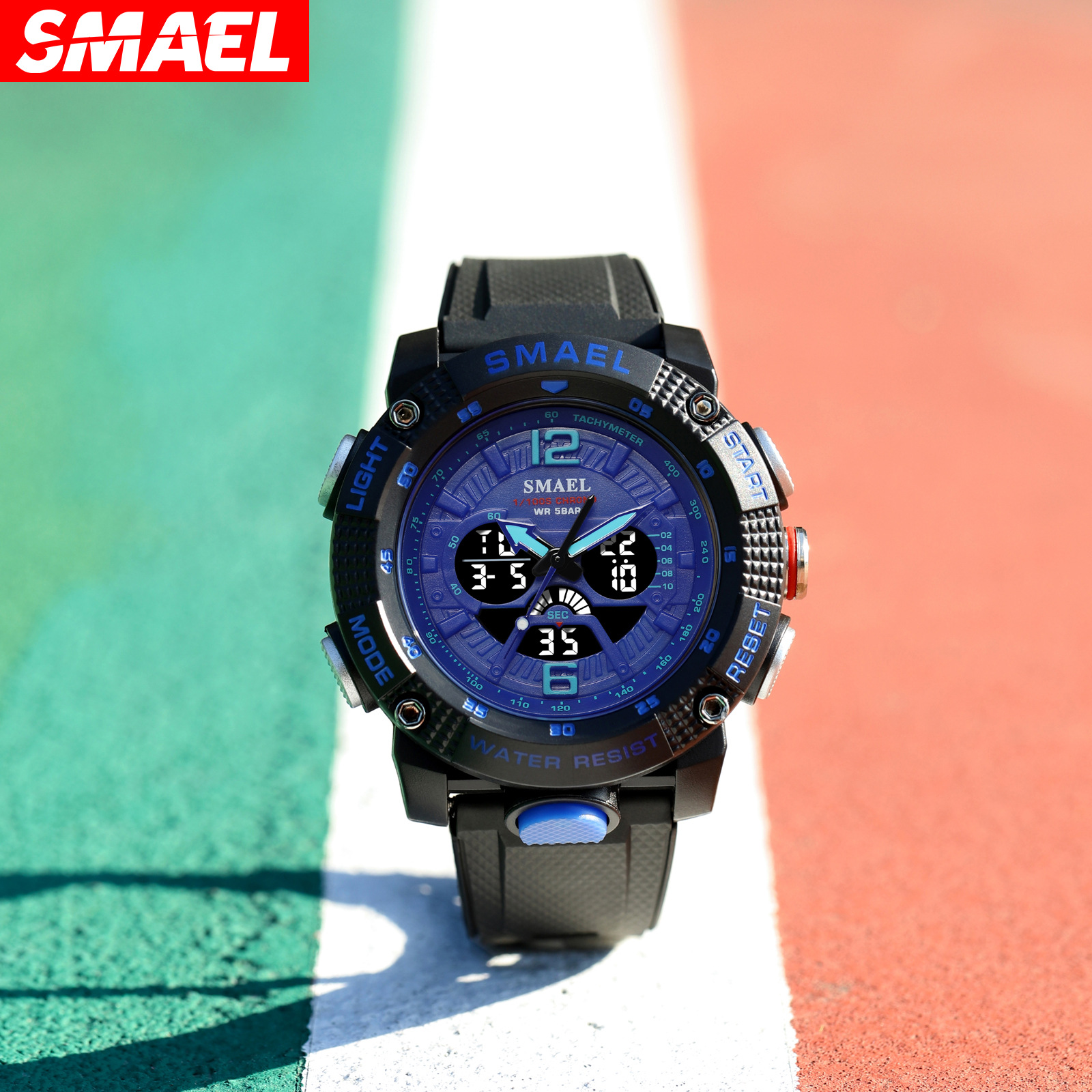 New Hot SMAEL Smart Leisure Waterproof Digital Dual Display Outdoor Sports Multi Functional Glow Men's Watch_voghion.com