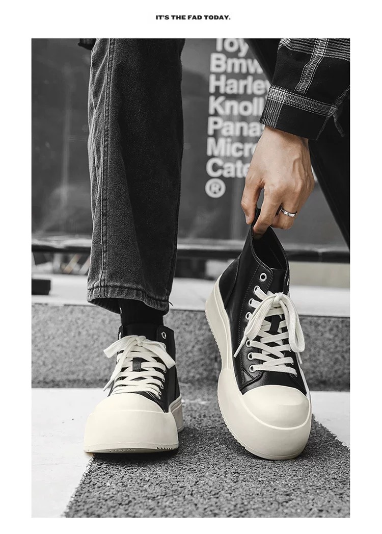 Baskets ShoeVault Big Toe décontractées, style américain urbain, semelle épaisse rehaussante, derby pour homme, collection 2025, polyvalentes et idéales pour les trajets quotidiens._voghion.com