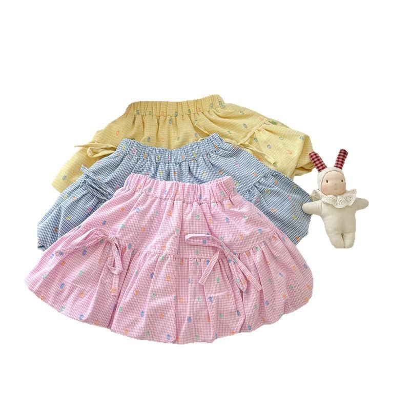 Falda de flor de siete flores de limón salado, falda de media longitud, nueva falda de pastel de cintura alta elástica de verano con volantes