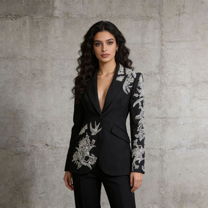 Old Money Style Formal Suit 2026 Spring and Autumn New Fashion One-Button Waist-Cinching Sequin Blazer Old Money Style Formal Suit 2026 Spring and Autumn New Fashion One-Button Waist-Cinching Sequin Blazer