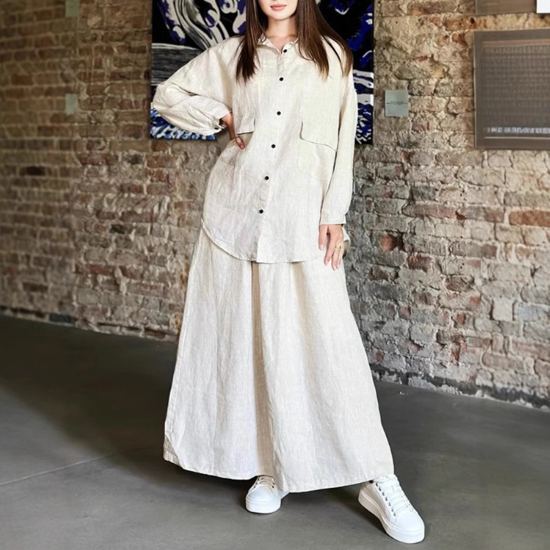 European American Cross-border 2025 Spring And Autumn New Women's Vintage Plus-size Collared Long-sleeve Shirt Dress_ecoleips.com