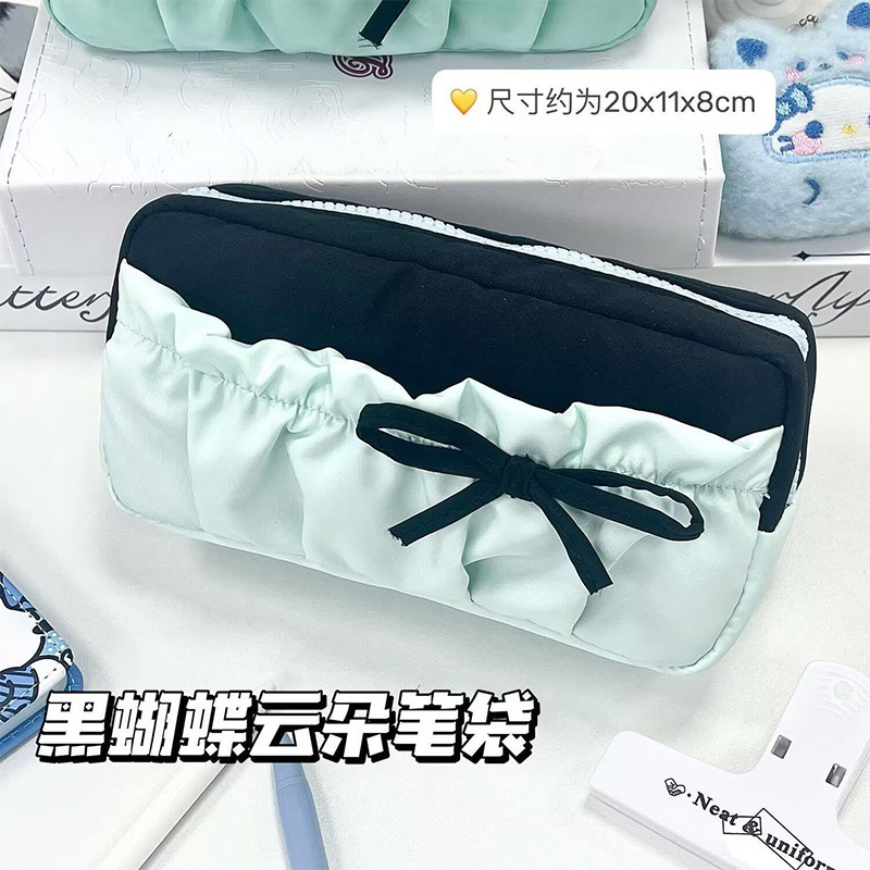 黑蝴蝶云朵笔袋ins风可爱高颜值文具袋大容量女学生铅笔袋化妆包|undefined