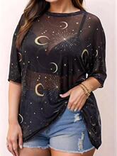 D 41607 Mesh star moon loose top �W�����D����������