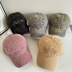 2025 春と秋の新刺繍文字野球帽韓国語版多用途顔小学生カップルひさしキャップ男性帽子