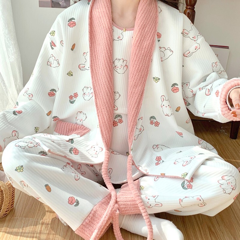 Air cotton confinement clothes three-piece set Spring and Autumn 12 months postpartum breastfeeding adjustable maternity pajamas Maternity Nursing