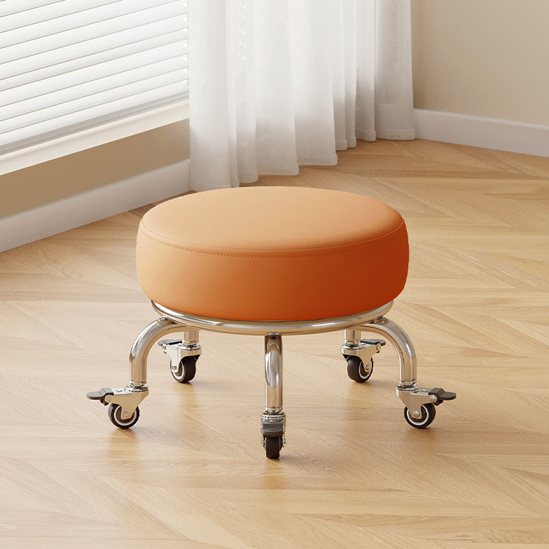 Polia doméstica taburete bajo rueda universal pequeño taburete silencioso rotativo taburete redondo móvil con artefacto moderno y simple