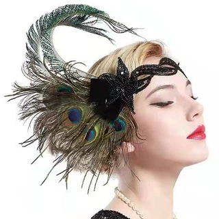 欧美跨境专供羽毛发带1920s 派对晚宴聚会年会圣诞节流苏羽毛头饰