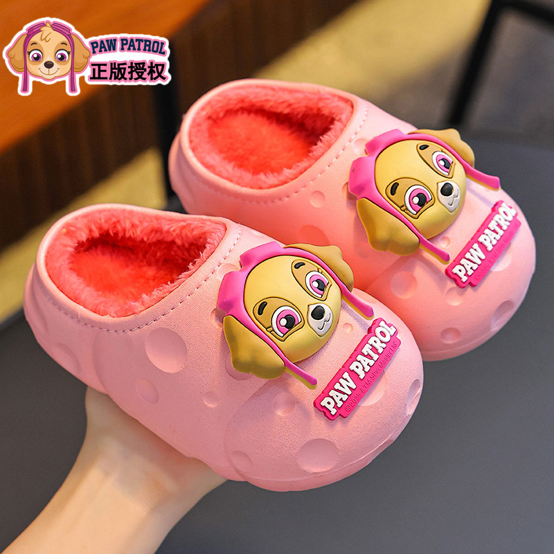 Zapatillas de algodón para niños de invierno para niños, niñas y niños, calentamiento de terciopelo impermeable, zapatos de talón de algodón para niños