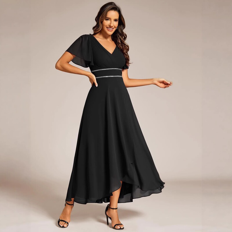 Women's Chiffon Formal Dress 2026 New V-Neck High Waist Bride's Mother Dress Formal Wedding Guest Dress