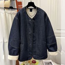 羊羔毛牛仔外套女冬加厚双面穿设计感宽松慵懒风休闲毛大衣潮