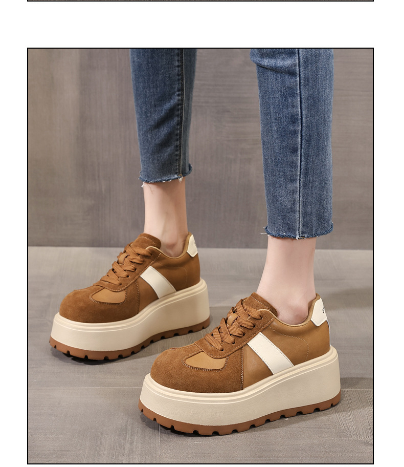 Giày thể thao nữ đế dày nâng chiều cao, sneaker chunky đế bánh mì mềm — màu đen chi tiết 13