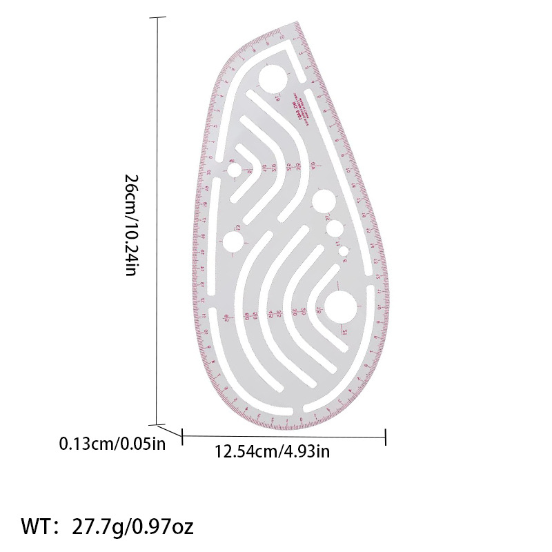 Regla de curva directa de fábrica Botón regla de arco regla de ropa regla de corte traje de regla de jaula de manga regla de tamaño colección