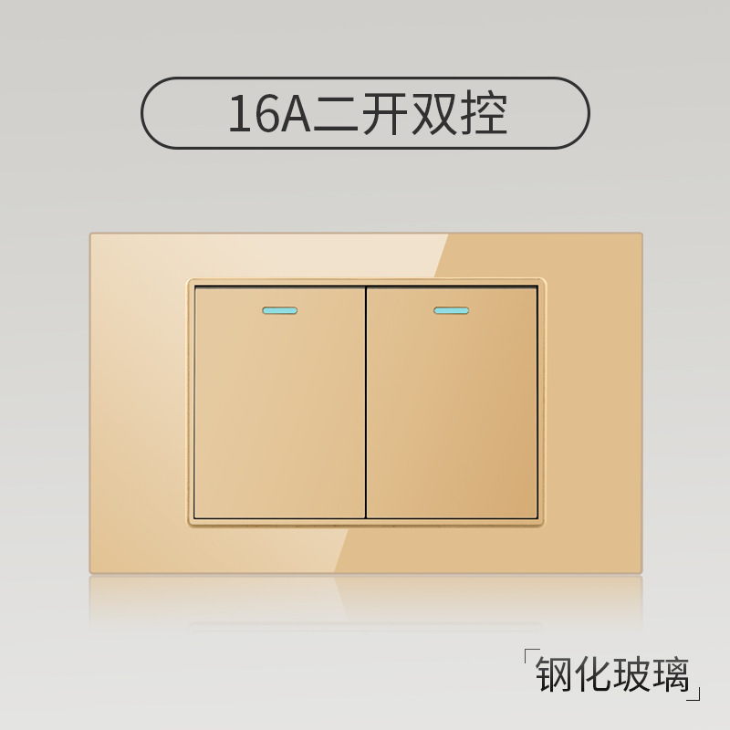 Taiwán estilo americano USB tipo-C interruptor de vidrio temperado dorado 118 tipo panel de toma de corriente de pared mexicana