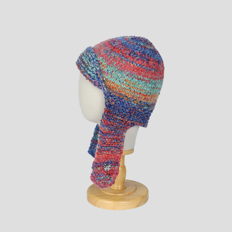 Mixed Color Wool Knitted Ear Protection Hat 4