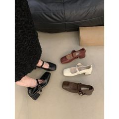 法式复古方头浅口单鞋女鞋子2025年新款春秋季配裙子玛丽珍小皮鞋