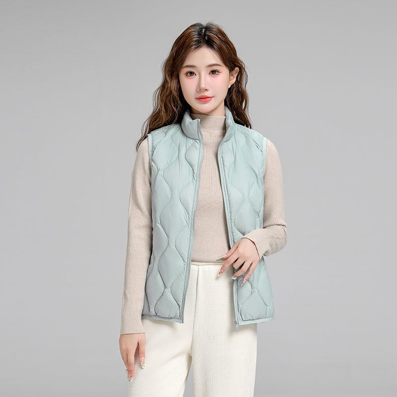 Chaqueta de plumón casual ligera de mujer moda polifacética blanca ligera caliente invierno y otoño abrigo delgado grande