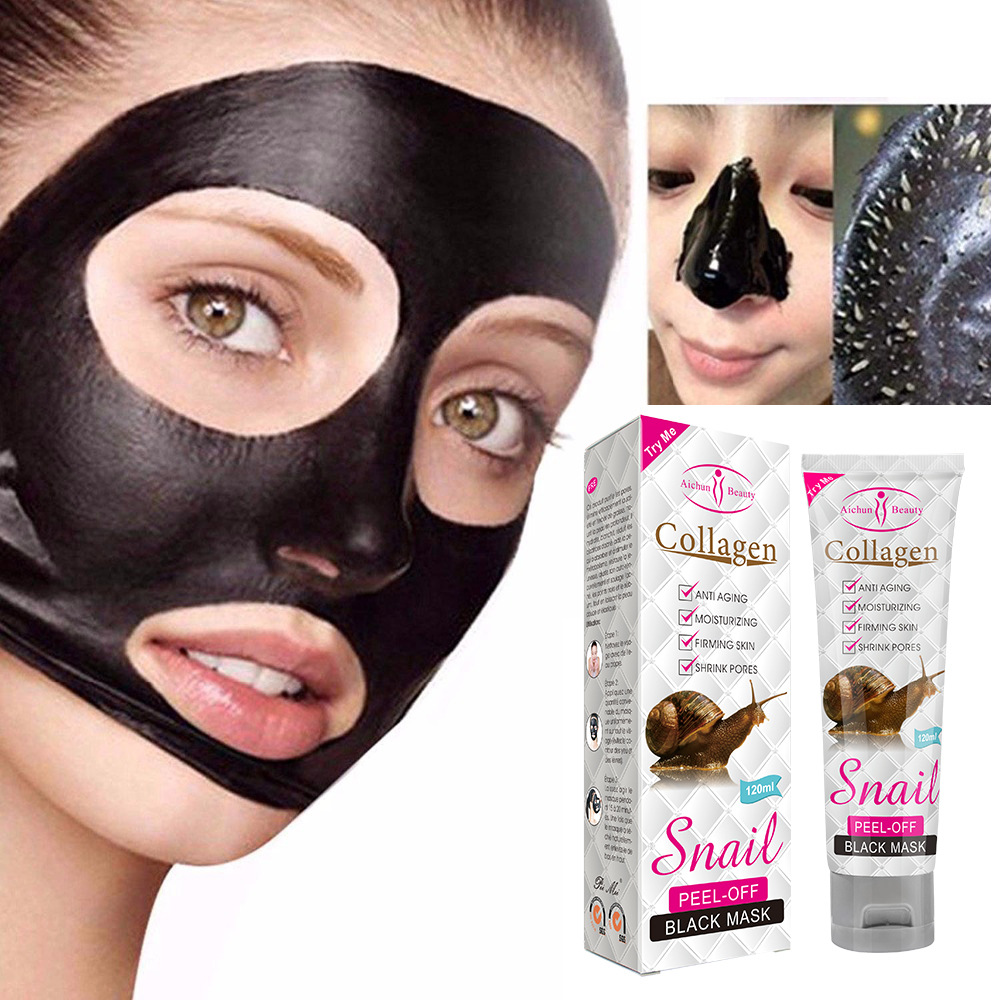 Cross-Border Aichun Collagen Snail Black Mask Peel-Off Blackhead and Acne Lifting Mask Source Oem Factory